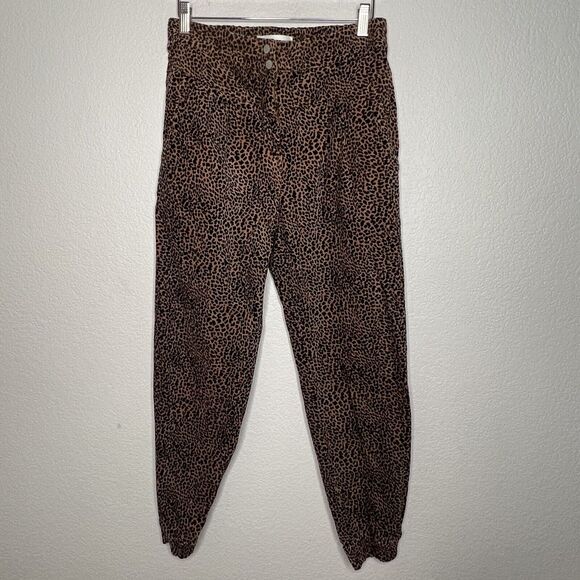 Anthropologie Kalea Corduroy Trouser Joggers Leopard Print Mob Wife Small J15 - Picture 2 of 7